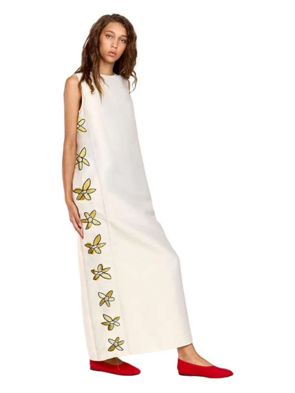 ROMY Women's Bloom Shift Maxi Dress Size M in Cream
